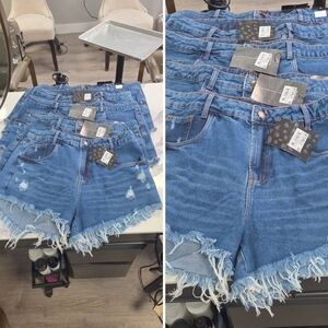 Denim Blue Women's Frayed Hem Shorts